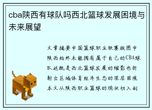 cba陕西有球队吗西北篮球发展困境与未来展望